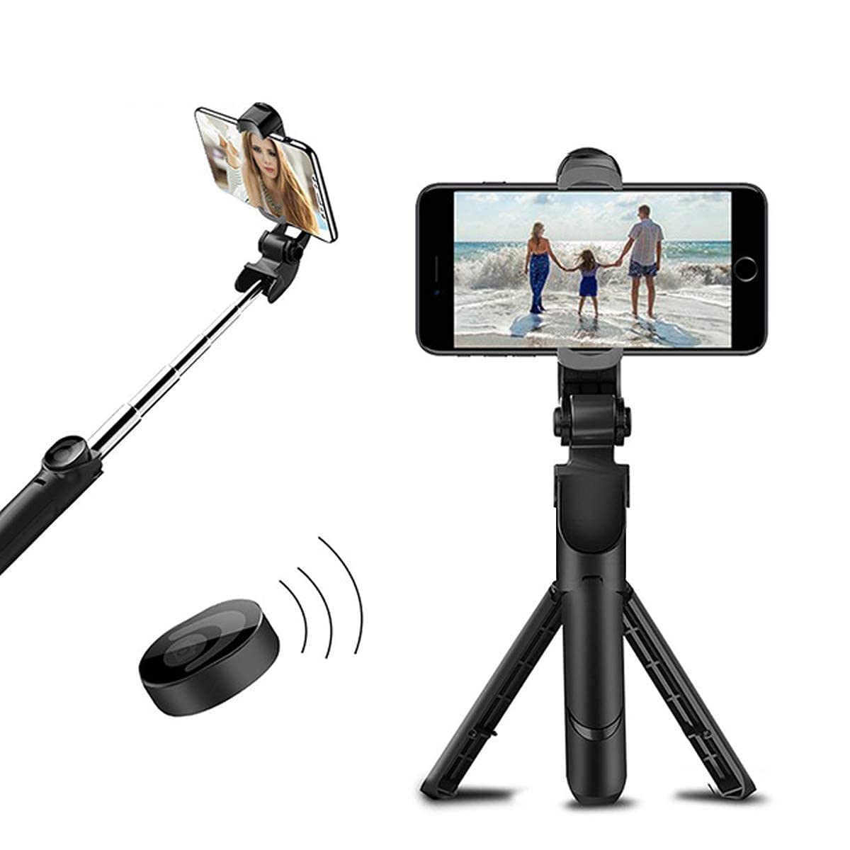 CHAHU 65cm Selfie Stick, Phone Tripod Stand with Detachable Bluetooth Wireless Remote Compatible…