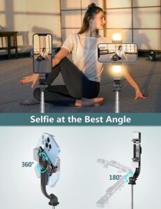 Hold Up Extendable Selfie Stick Tripod With Dual Led Ring Light With Detachable Wireless…