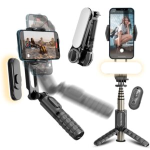 KOSCHEAL Gimbal Stabilizer for Smartphone,1-Axis Selfie Stick Gimbal Stabilizer with Fill Light…