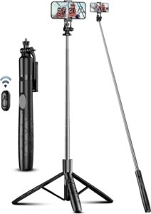 Pecan 71″ Phone Tripod & Selfie Stick, All in One Extendable Cell Phone Tripod with Wireless Remote,…