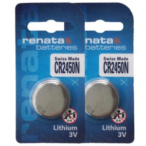 Renata 2450N Cr 2450 3V Swiss Made Lithium Battery Coin Cell (Silver) Blister Pack of 2 Pieces