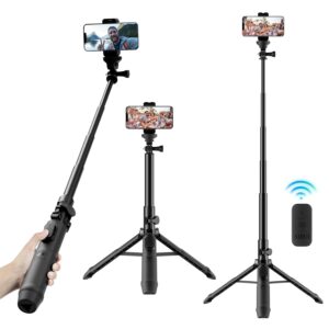 SIRUI Cell Phone Tripod Stand, 54″ Portable Selfie Stick with Wireless Remote and Phone Holder,…