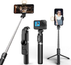 Selfie Stick with Light | Long Selfie Stick with Tripod Stand 100cm Plus Bluetooth Extandable Selfie…