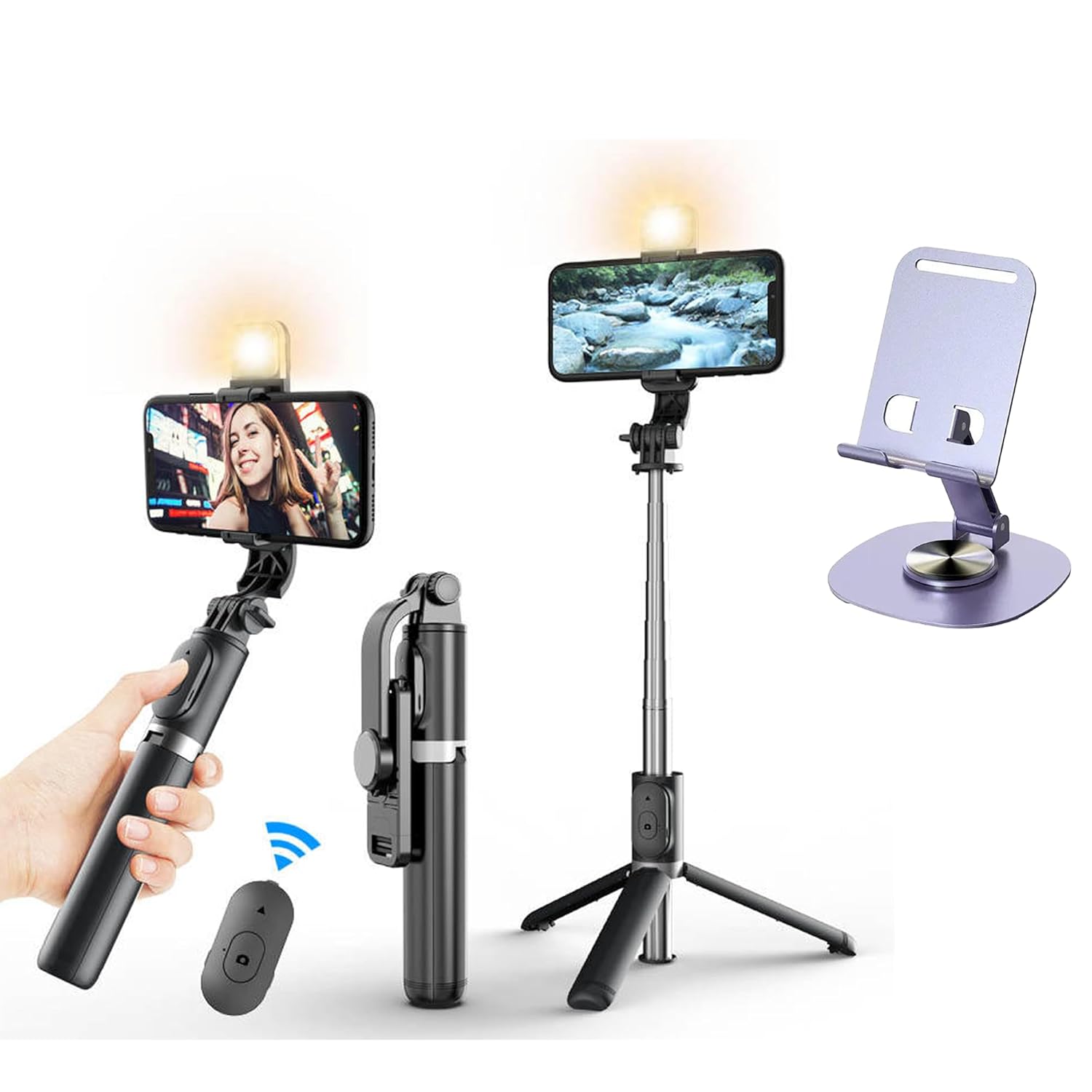 Smashtronics® – 4 in 1 Wireless Selfie Stick with Bluetooth Remote and Mobile Tripod for All Smart…