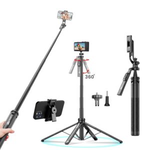 WeCool S7 Selfie Stick with tripod stand, 71 inches Ultra Long with Reinforced Quad Stand, 360°…