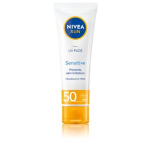 NIVEA Sun Sensitive Skin SPF 50 Sunscreen, Ultra Matte, No White Cast, Instant UV Protection